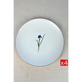 tabakevi Tabak Evi Porselen Natura İris Altın Yaldız Servis Tabağı 24,50cm 4 Lü Çok Renkli