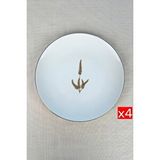 tabakevi Tabak Evi Porselen Natura Marinum Altın Yaldız Servis Tabağı 24,50cm 4 Lü Çok Renkli