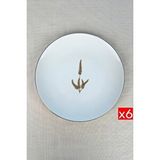 tabakevi Tabak Evi Porselen Natura Marinum Altın Yaldız Servis Tabağı 24,50cm 6 Lı Çok Renkli