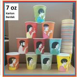 TABAKGROUP Karton Bardak 7 Oz 180 ml Kalın ve Sızdırmaz , Renkli Desenli Çay, Kahve, Nescafe, Soğuk, Sıcak Içecekler Için Uygun Kağıt Bardak - 500 Adet