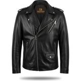 Tabakhanem Hugo %100 Hakiki Kuzu Derisi Erkek Slim Fit Biker Ceket - XL - Siyah