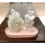 Tabakta Doğal Soya Wax Vegan Mercan 3D Yaprak Tasarım Mum ve Sevgilim Temalı Vegan Mum - 1 Adet