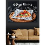Tabakta Pizza Mexicano Dilimi İllüstrasyonu Dekoratif Kanvas - Mdf Ahşap Tablo