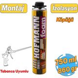 Tabanca Uyumlu Montaj Köpüğü Profesyonel Dolgu İzolasyon Poliüretan Kapı Pencere Yalıtım 750 ml