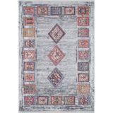 Tabasco Mavi Modern Geometrik Etnik Eskitme Desenli Boho Makinada Yıkanabilir Hafif Hav Toz Vermez Leke Tutmaz Kaymaz Taban Dijital Makine Baskı Halı Oturma Odası Salon Yolluk Koridor Mutfak Halısı