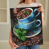 Tabdiko Sayılarla Boyama Seti 40 x 50 cm Tuval Şasesine Gerili Çekirdek Kahve Fincanı - Beyaz