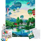 Tabdiko Sayılarla Boyama Seti Uçan Balonlar 40 X 50 Cm Tuval Şasesine Gerili Akrilik Boya - Beyaz