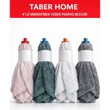 Taber Home 4'lü Mikrofiber Yedek Paspas Bezi Vidalı Mop Başlığı Seti - Yüksek Emici Temizlik Bezi - Çok Renkli - YOK
