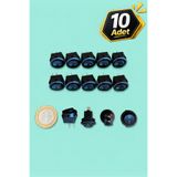 tabis 10 adet | Yuvarlak Mini Anahtar | 2 Pin | 15 mm | Aç Kapa On-Off Işıksız Switch Mini Buton | Kcd11 Siyah
