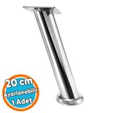Tablalı Dereceli Ayarlanabilir (20 Cm) Krom Metal Baza Tv Ünitesi Koltuk Mobilya Ayağı (+2Cm)