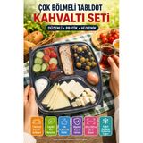 Tabldot 7 Bölmeli Kapaklı Kahvaltı Seti Pet Tek Kullanımlık Piknik Ofis Brunch Servis Kabı 29,5Cm Xl