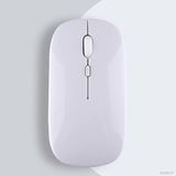 Tablet Ile Uyumlu Şarj Edilebilir Sessiz Mouse Bluetooth + 2.4Hz Wifi Kablosuz Mouse Fare Beyaz