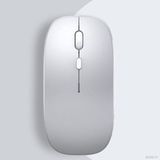 Tablet Ile Uyumlu Şarj Edilebilir Sessiz Mouse Bluetooth + 2.4Hz Wifi Kablosuz Mouse Fare Gümüş