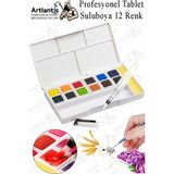 Tablet Sulu Boya 12 Renk Plastik Kutu 1 Paket Monalisa 12 Li Taş Sulu Boya Tablet Suluboya Resim Hobi Sanat - Çok Renkli - Standart