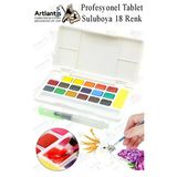 Tablet Sulu Boya 18 Renk Plastik Kutu 1 Paket Monalisa 18 Li Taş Sulu Boya Tablet Suluboya Resim Hobi Sanat