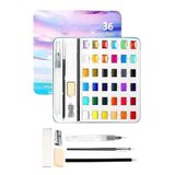 Tablet Sulu Boya 36 Renk Teneke Kutu 1 Paket 36 Lı Taş Sulu Boya Çıkarılabilir Tablet Suluboya Resim Hobi Sanat