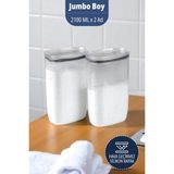 Tablet Toz Deterjan Saklama Kabı Silikon Sızdırmaz Kapaklı Deterjan Saklama Kutusu 2100 ml x 2 Adet - 2,1 lt - Şeffaf