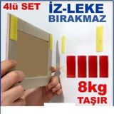 Tablo Çerçeve Montajı Için 4 Lü Set Cırt Sistemli Iz Bırakmaz Çift Taraflı Pratik Askı Ban
