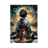 tablo mega Dolunay Ve Japon Kadın Hediyelik Ahşap Tablo, 35cm x 50cm