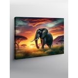 Tablo Mega Kanvas Tablo Afrika Günbatımı Ve Fil YTCNVS503685, 70 x 100