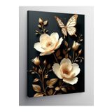 Tablo Mega Kanvas Tablo Altın Çiçek Ve Kelebek 70 X 100 Cnvsdkey-129731-70-100