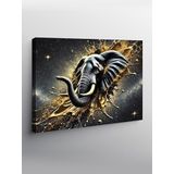Tablo Mega Kanvas Tablo Altın Tozlu Fil YTCNVS504988, 100 x 140