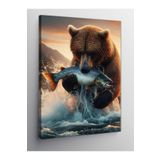 Tablo Mega Kanvas Tablo Balık Yakalayan Ayı 100 X 140 Cnvsdkey-129237-100-140
