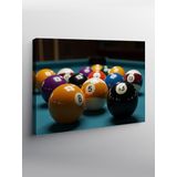Tablo Mega Kanvas Tablo Bilardo Masası Ve Renkli Toplar YTCNVS506049, 100 x 140