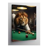 Tablo Mega Kanvas Tablo Bilardo Oynayan Aslan 50 X 70 Cnvsdkey-128904-50-70