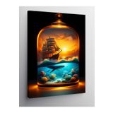 Tablo Mega Kanvas Tablo Cam Fanus Içinde Gemi 100 X 140 Cnvsdkey-124712-100-140
