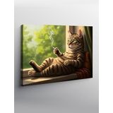Tablo Mega Kanvas Tablo Camda Oturan Kedi YTCNVS501391, 100 x 140