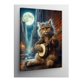 Tablo Mega Kanvas Tablo Cümbüş Çalan Kedi 70 X 100 Cnvsdkey-124171-70-100