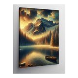 Tablo Mega Kanvas Tablo Dağ Evi Ve Göl 100 X 140 Cnvsdkey-123483-100-140