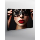 Tablo Mega Kanvas Tablo Dantel Maske Ve Kırmızı Dudaklar YTCNVS501685, 70 x 100