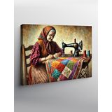 Tablo Mega Kanvas Tablo Dikiş Makinesinde Çalışan Kadın YTCNVS504241, 70 x 100