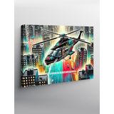 Tablo Mega Kanvas Tablo Gece Gökyüzünde Helikopter YTCNVS501956, 70 x 100