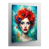 Tablo Mega Kanvas Tablo Gelincik Çiçeği Ve Kadın 100 X 140 Cnvsdkey-116542-100-140