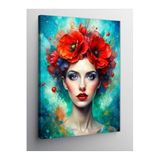Tablo Mega Kanvas Tablo Gelincik Çiçeği Ve Kadın 70 X 100 Cnvsdkey-116542-70-100