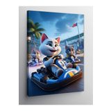 Tablo Mega Kanvas Tablo Go-Kart Yarışan Kedi 70 X 100 Cnvsdkey-128150-70-100