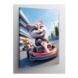 Tablo Mega Kanvas Tablo Go-Kart Yarışı Kedisi 100 X 140 Cnvsdkey-125901-100-140