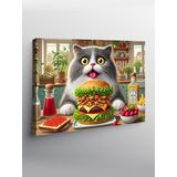 Tablo Mega Kanvas Tablo Kedi Ve Dev Hamburger YTCNVS504131, 50 x 70