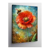 Tablo Mega Kanvas Tablo Kırmızı Gelincik Çiçeği Ve Arı 100 X 140 Cnvsdkey-117121-100-140