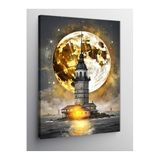Tablo Mega Kanvas Tablo Kız Kulesi Ve Altın Sarısı Dolunay 100 X 140 Cnvsdkey-116493-100-140