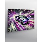 Tablo Mega Kanvas Tablo Neon Işıklı Yarış Arabası YTCNVS504176, 50 x 70