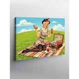 Tablo Mega Kanvas Tablo Piknik Sepeti Ve Çizgi Karakter YTCNVS503711, 70 x 100