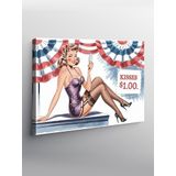 Tablo Mega Kanvas Tablo Pin-Up Kızı Ve Amerikan Bayrağı YTCNVS504166, 70 x 100