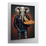 Tablo Mega Kanvas Tablo Pizza Tutan Deri Ceketli Fil 70 X 100 Cnvsdkey-128365-70-100