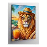 Tablo Mega Kanvas Tablo Portakal Suyu Içen Aslan 50 X 70 Cnvsdkey-126170-50-70