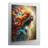 Tablo Mega Kanvas Tablo Renkli Kelebek Kadın 100 X 140 Cnvsdkey-123265-100-140