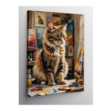 Tablo Mega Kanvas Tablo Resim Yapan Kedi 70 X 100 Cnvsdkey-123609-70-100